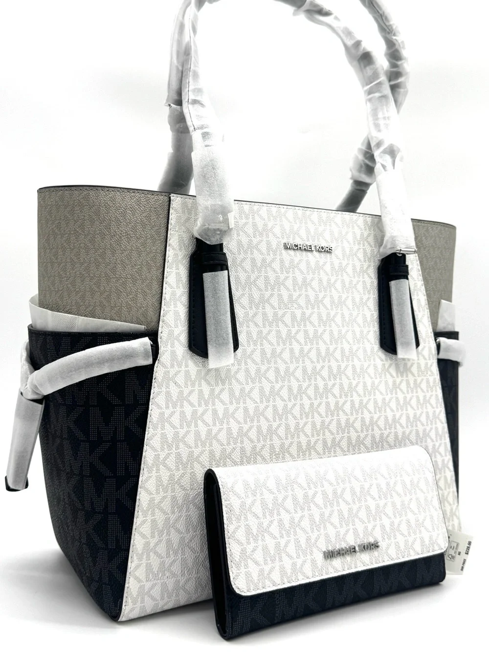 Michael Kors Voyager Large Color - Block Logo Tote Bag w Matching Trifold Wallet